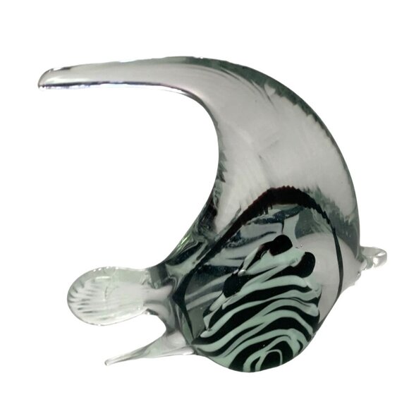 Sail Fish Sailfish Blown Glass Heavy Duty Figure Statue Figurine Clear White Bla - Picture 1 of 3